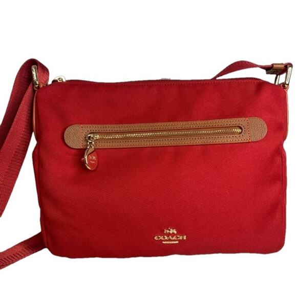 COACH Red Orange Brown Nylon Crossbody - Picture 2 of 11